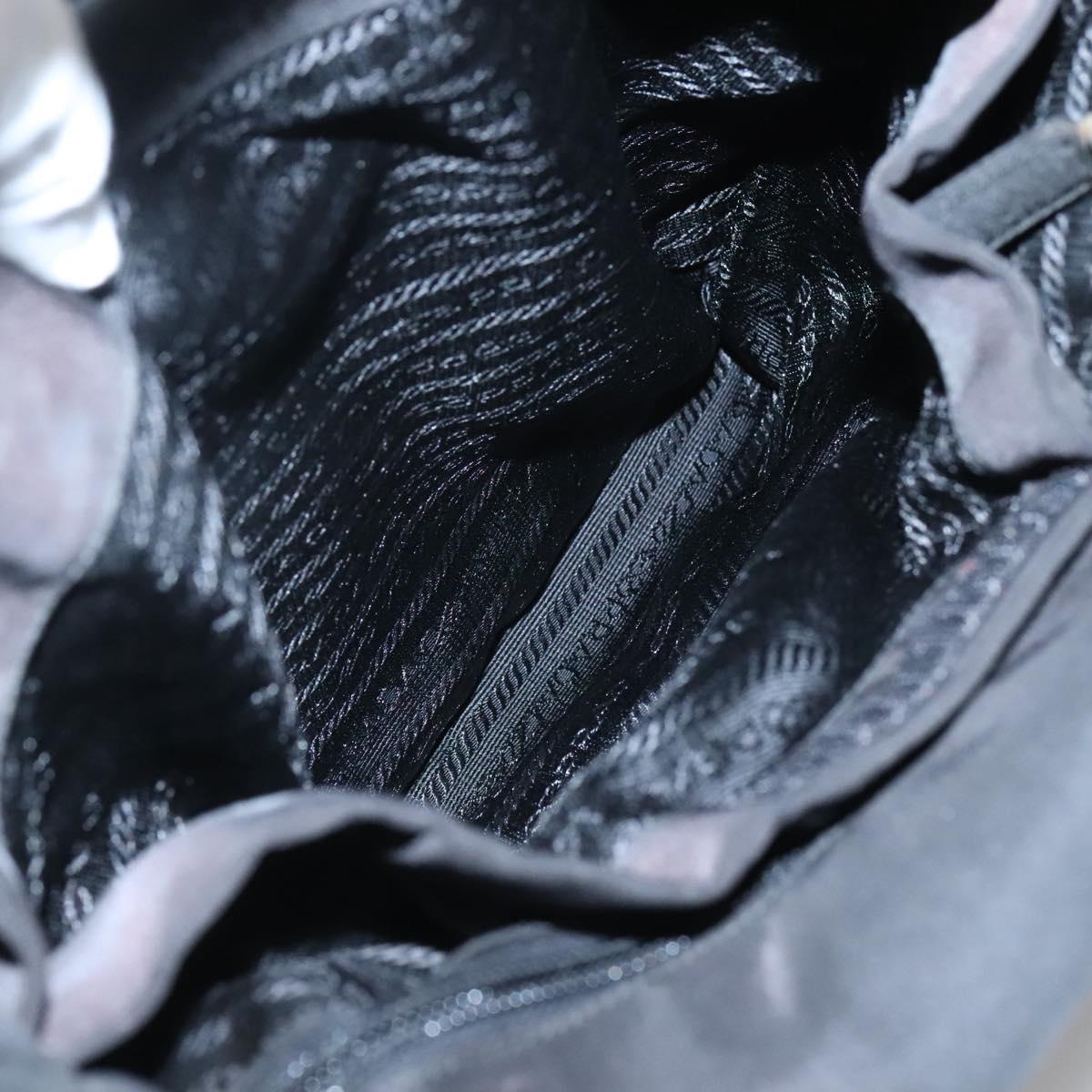 PRADA Hand Bag Nylon plastic Black Silver Auth bs25906
