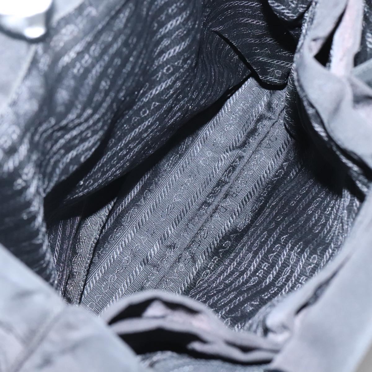 PRADA Hand Bag Nylon plastic Black Silver Auth bs25906