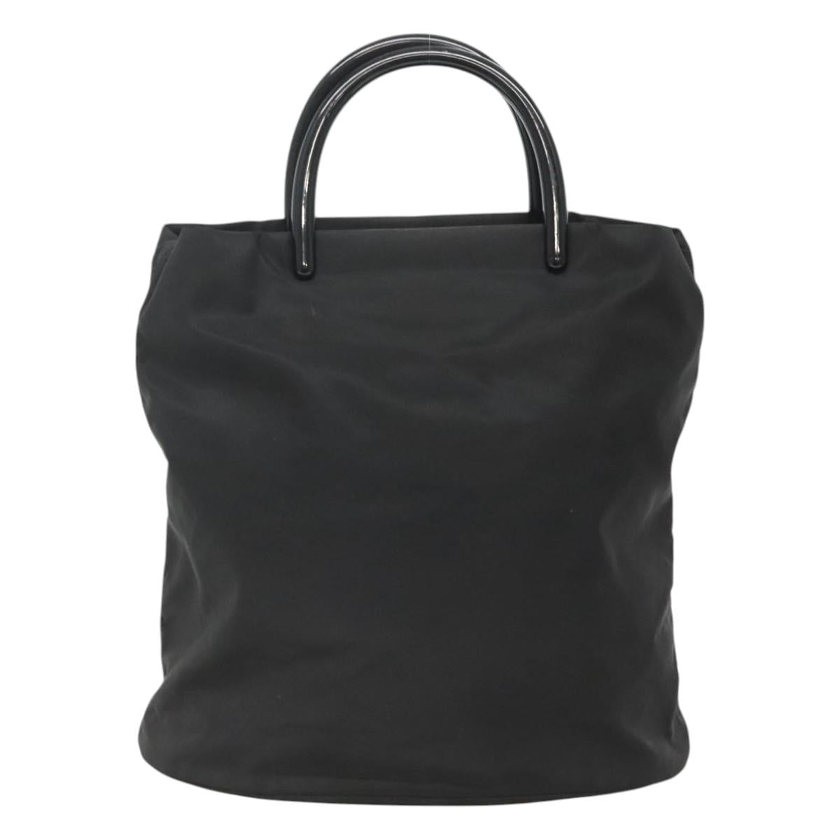 PRADA Hand Bag Nylon plastic Black Silver Auth bs25906