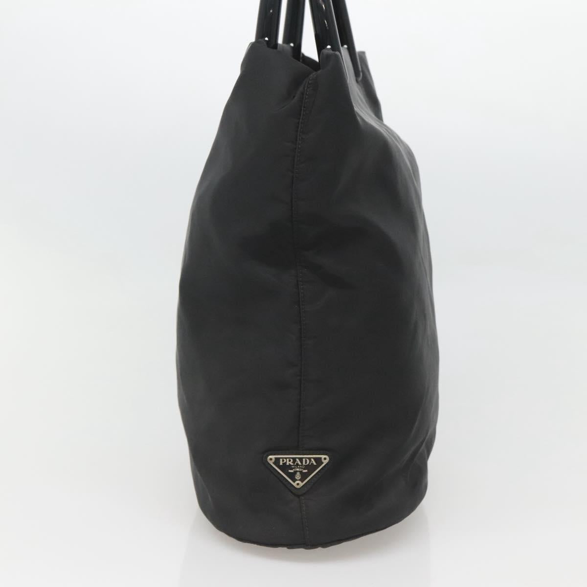PRADA Hand Bag Nylon plastic Black Silver Auth bs25906