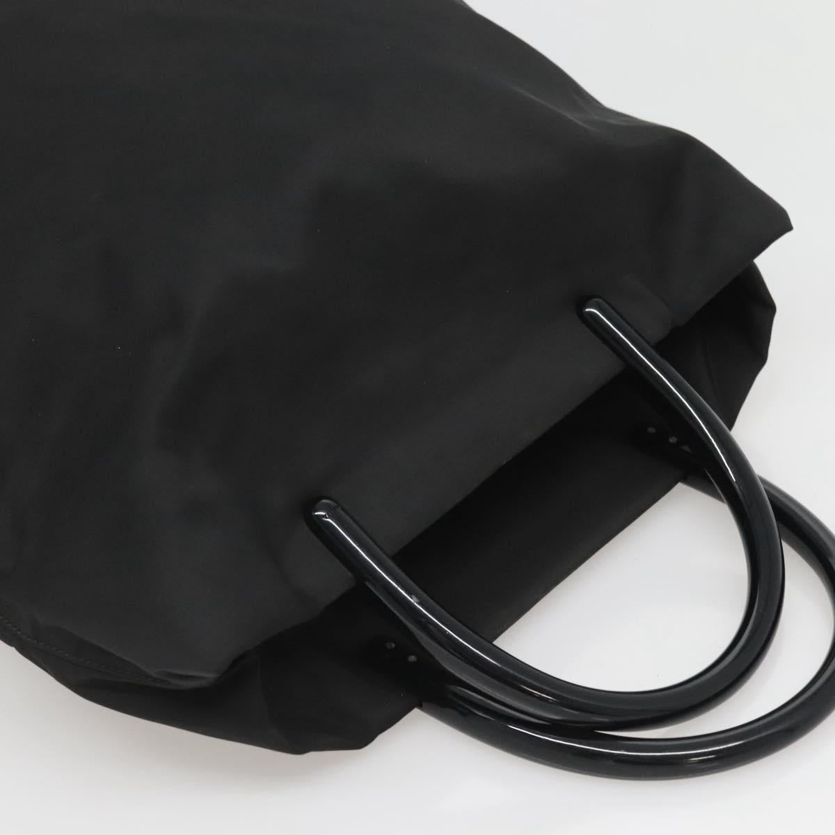 PRADA Hand Bag Nylon plastic Black Silver Auth bs25906