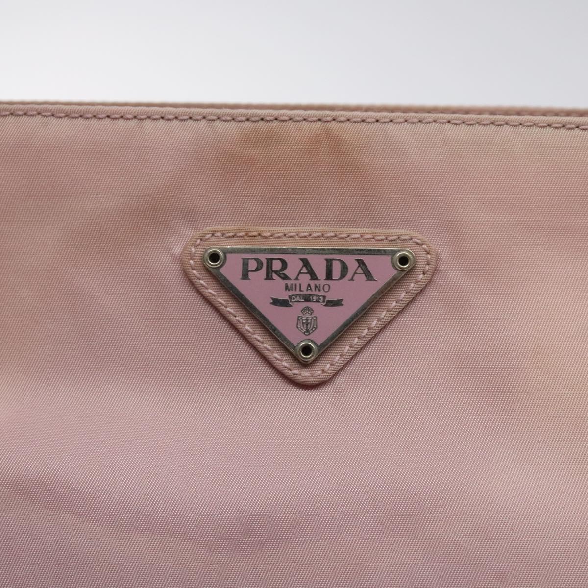 PRADA Shoulder Bag Nylon Pink Silver Auth bs25907
