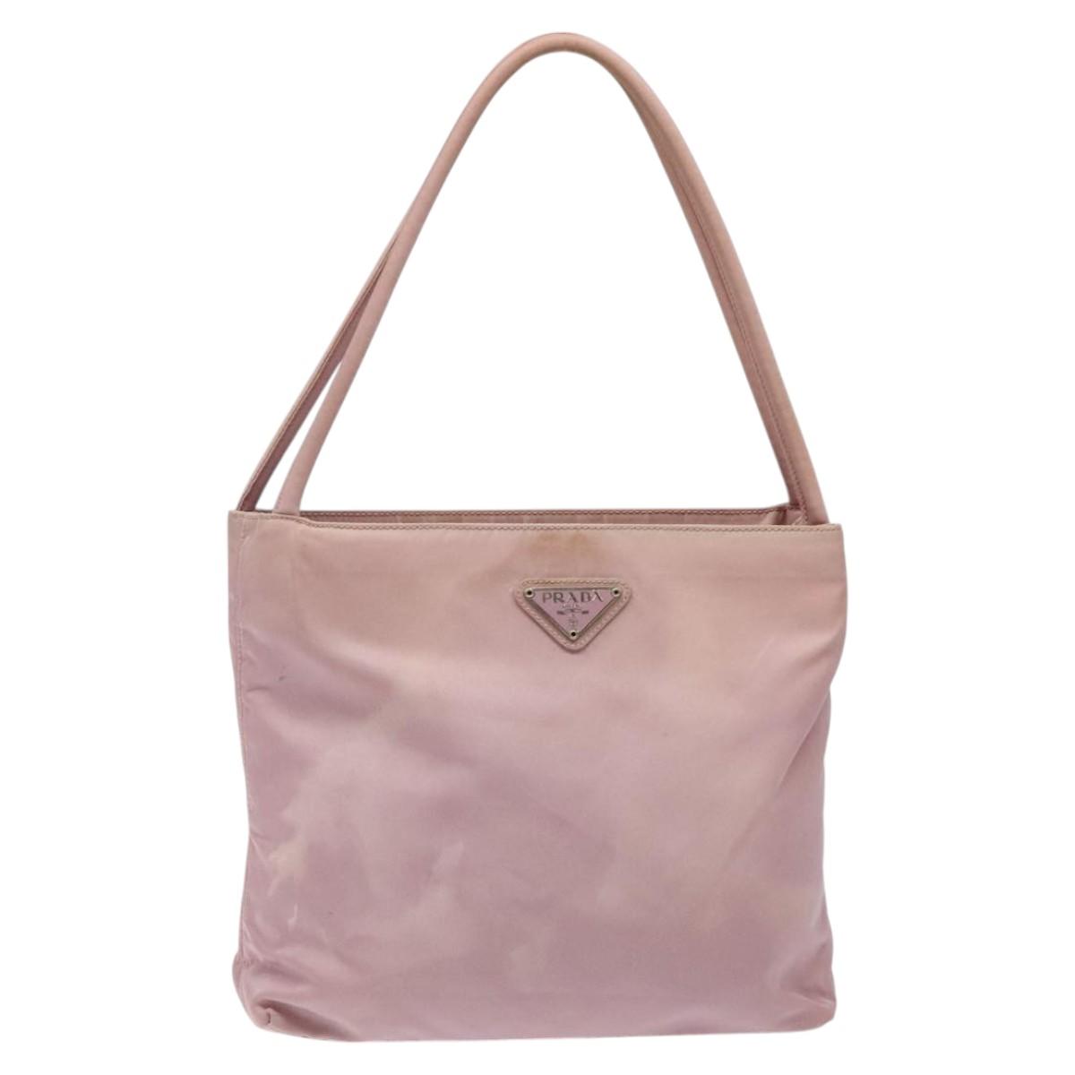 PRADA Shoulder Bag Nylon Pink Silver Auth bs25907