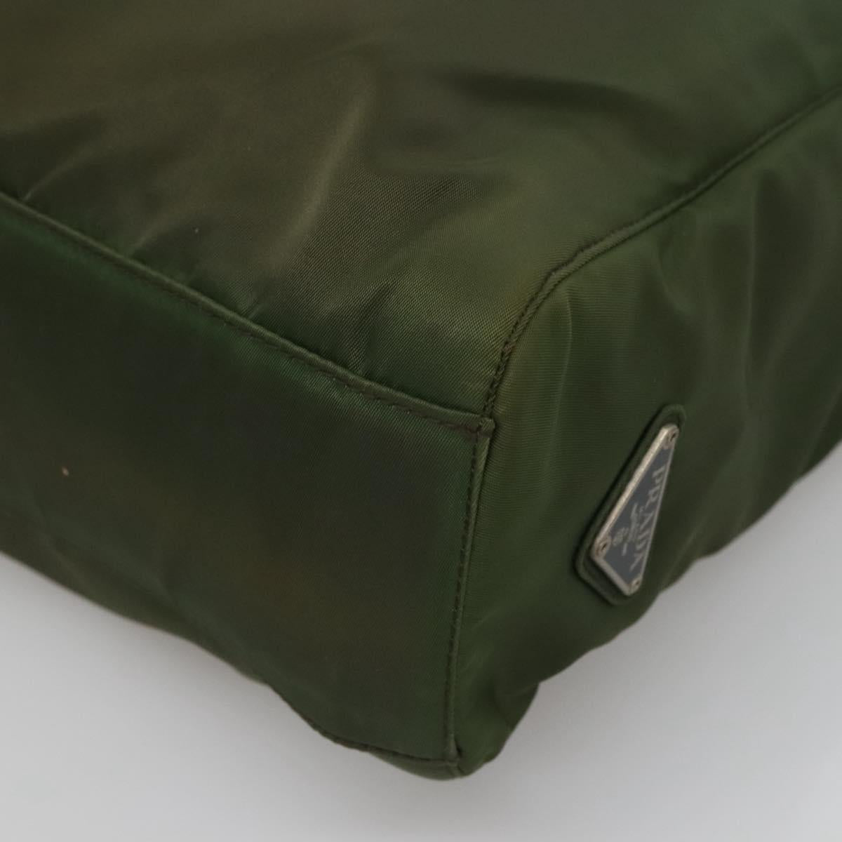 PRADA Hand Bag Nylon Plastic Khaki Silver Clear Auth bs25908