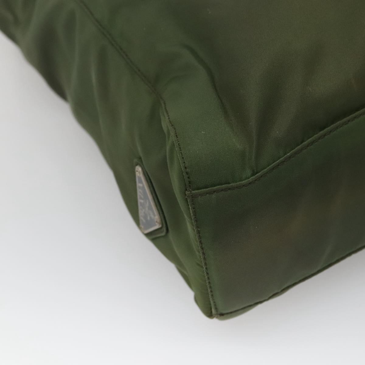 PRADA Hand Bag Nylon Plastic Khaki Silver Clear Auth bs25908