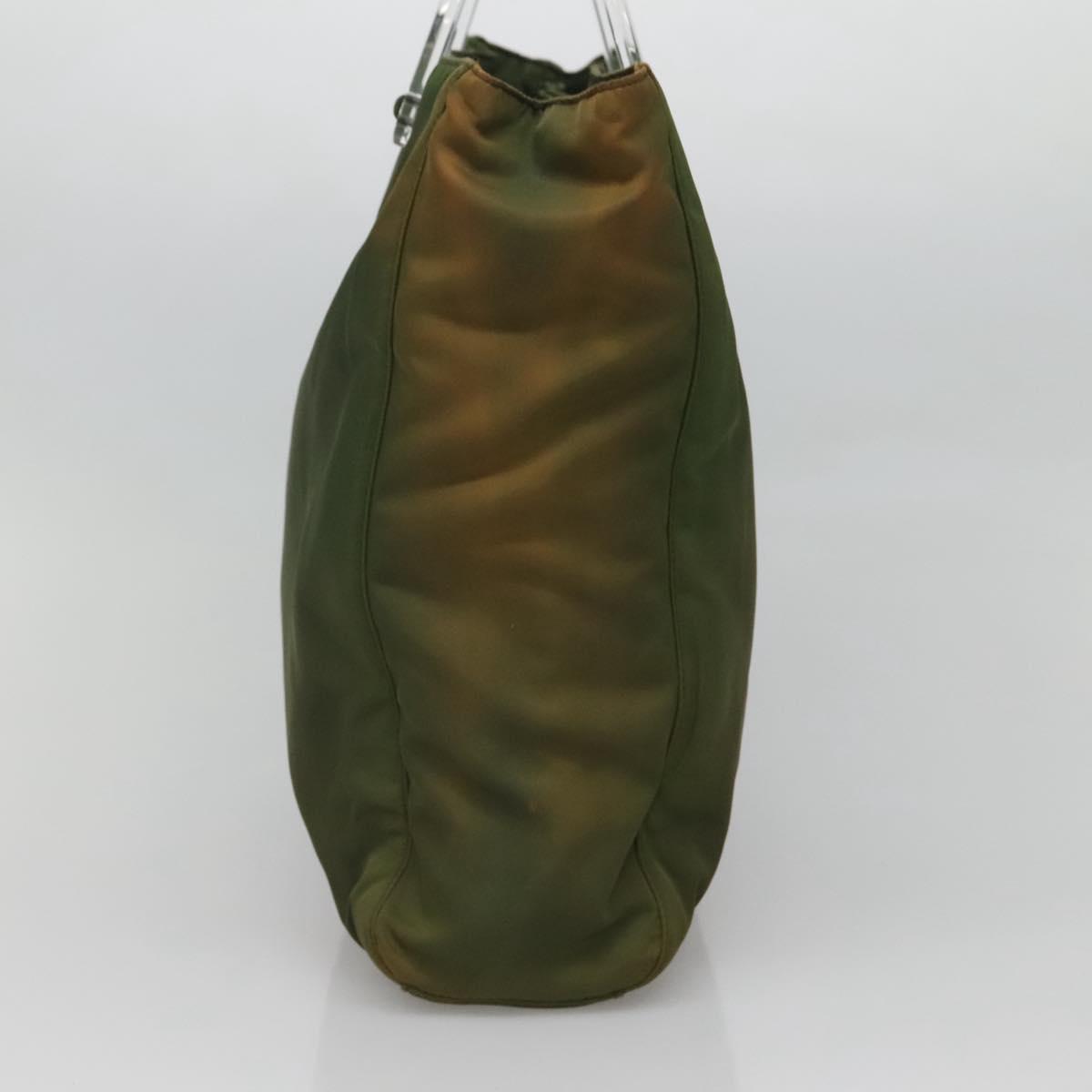 PRADA Hand Bag Nylon Plastic Khaki Silver Clear Auth bs25908