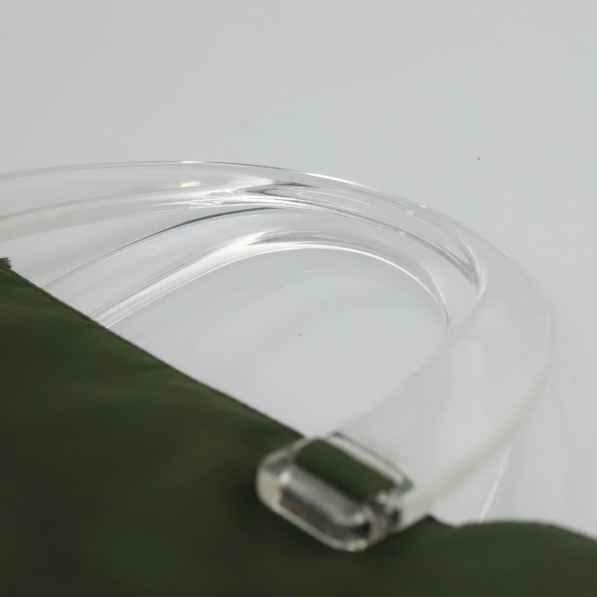 PRADA Hand Bag Nylon Plastic Khaki Silver Clear Auth bs25908