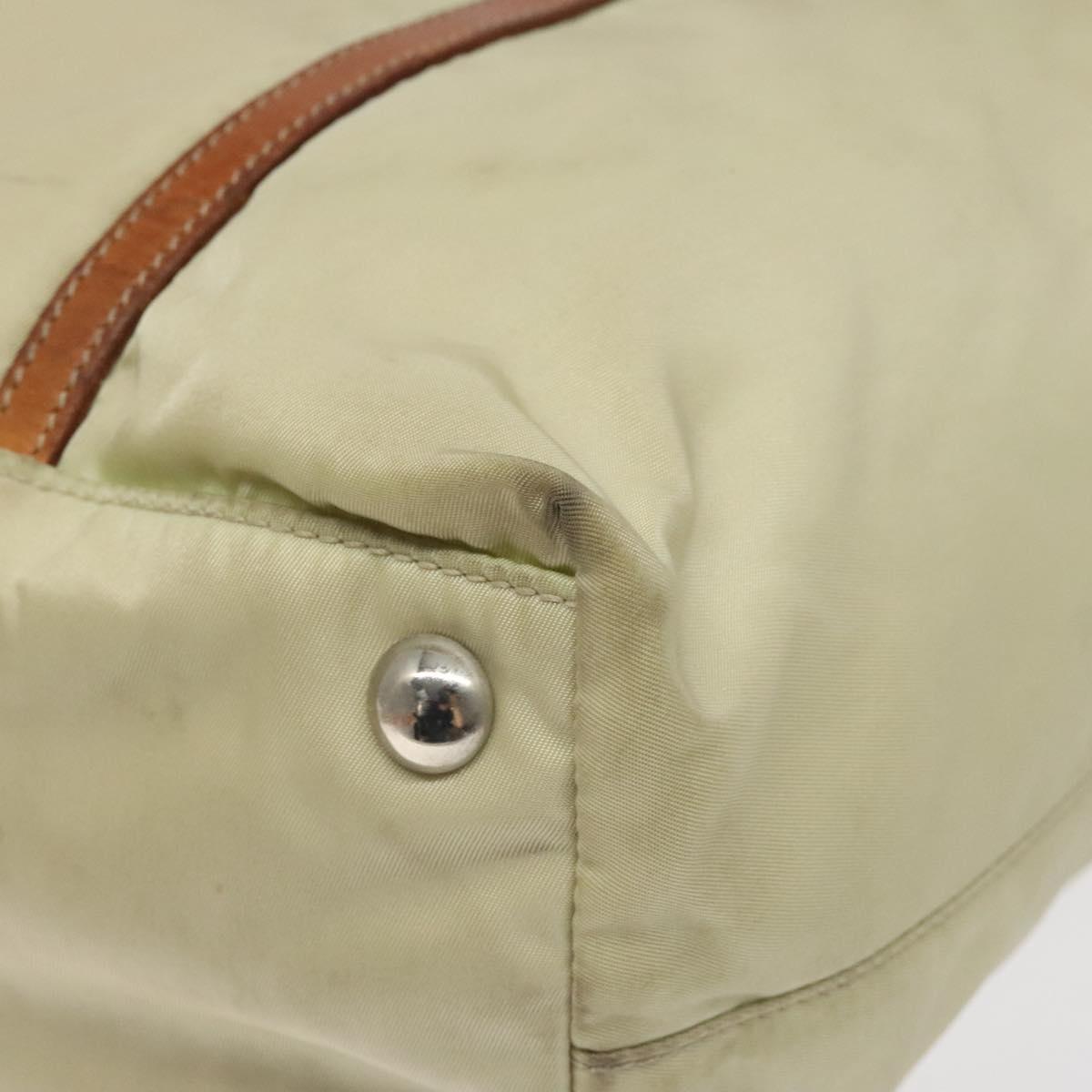 PRADA Shoulder Bag Nylon Beige Silver Auth bs25909