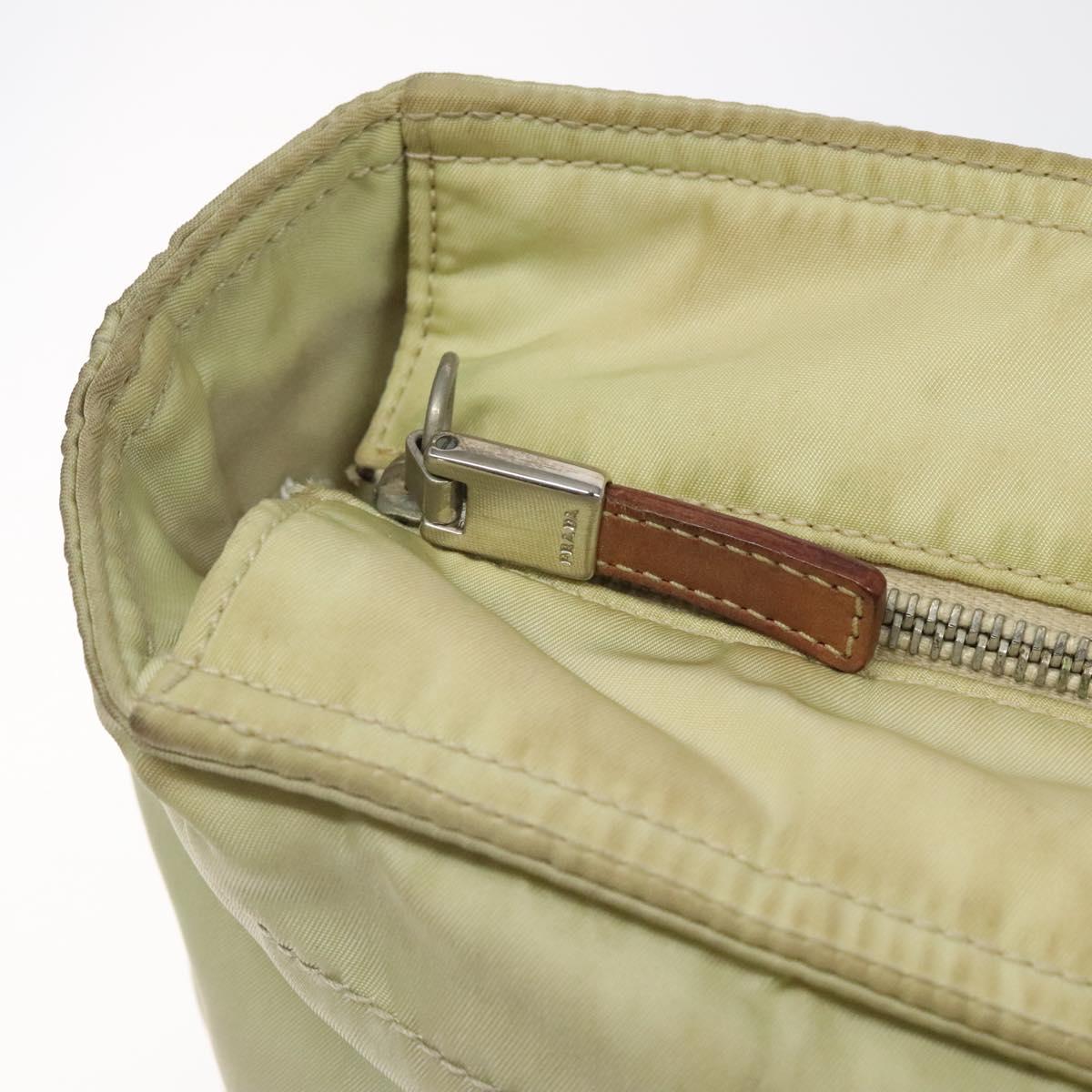 PRADA Shoulder Bag Nylon Beige Silver Auth bs25909