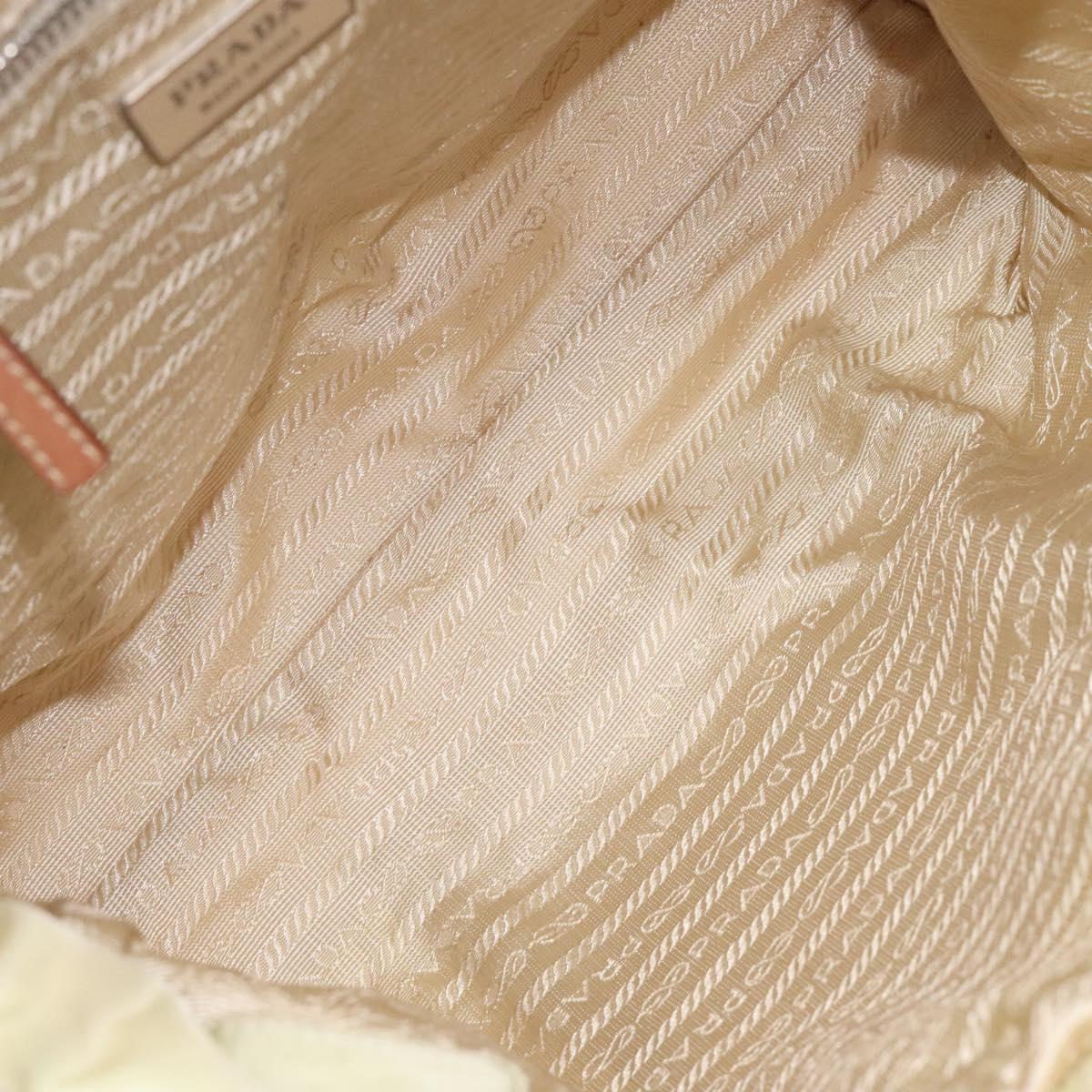 PRADA Shoulder Bag Nylon Beige Silver Auth bs25909