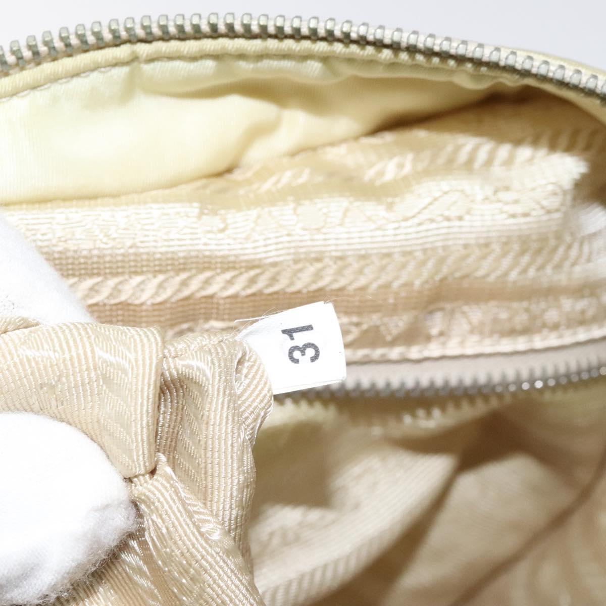 PRADA Shoulder Bag Nylon Beige Silver Auth bs25909