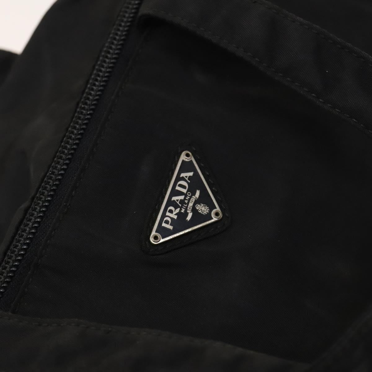 PRADA Hand Bag Nylon Black Silver Auth bs25910