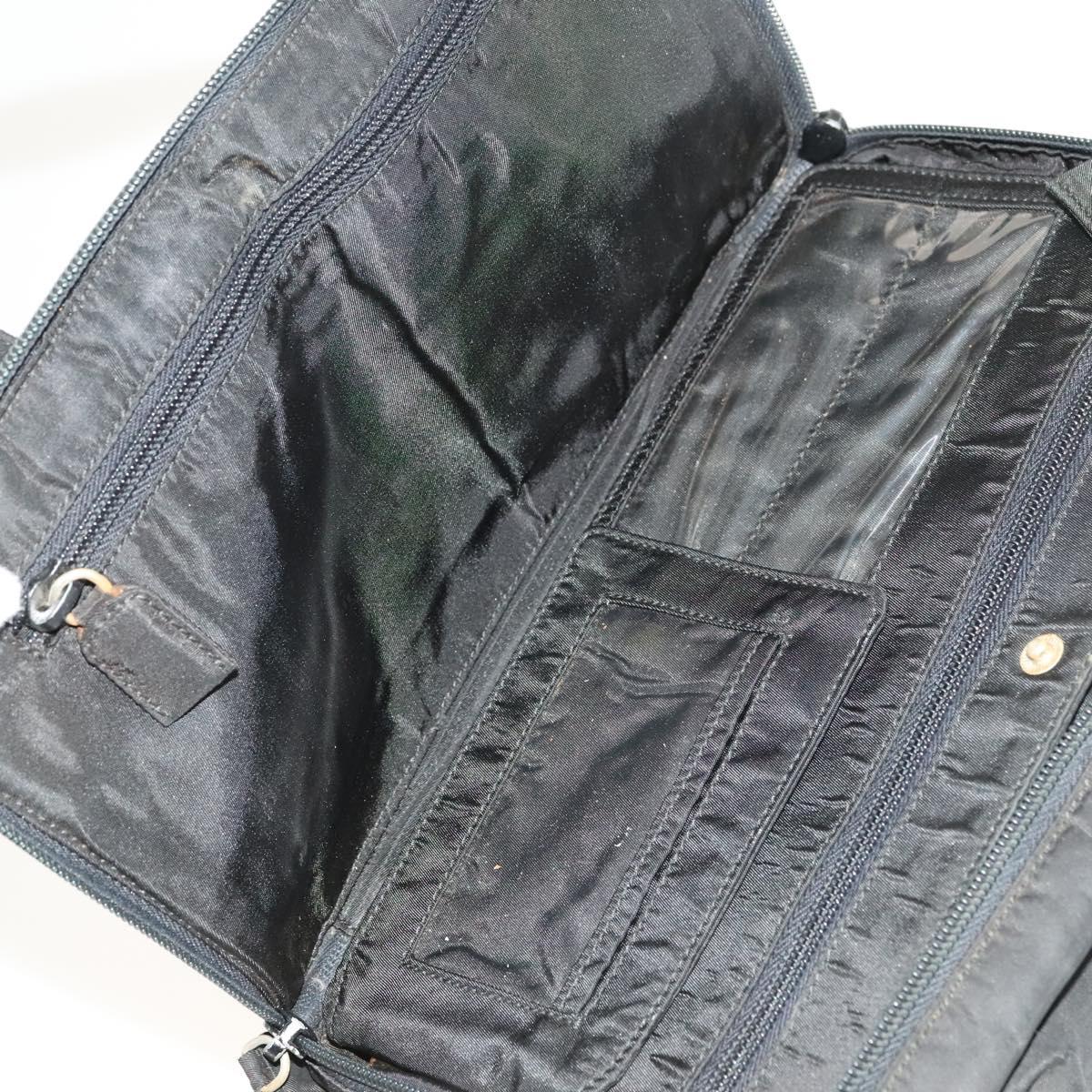 PRADA Hand Bag Nylon Black Silver Auth bs25910