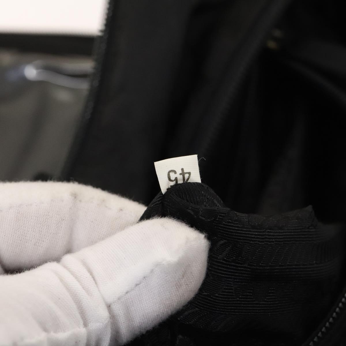 PRADA Hand Bag Nylon Black Silver Auth bs25910