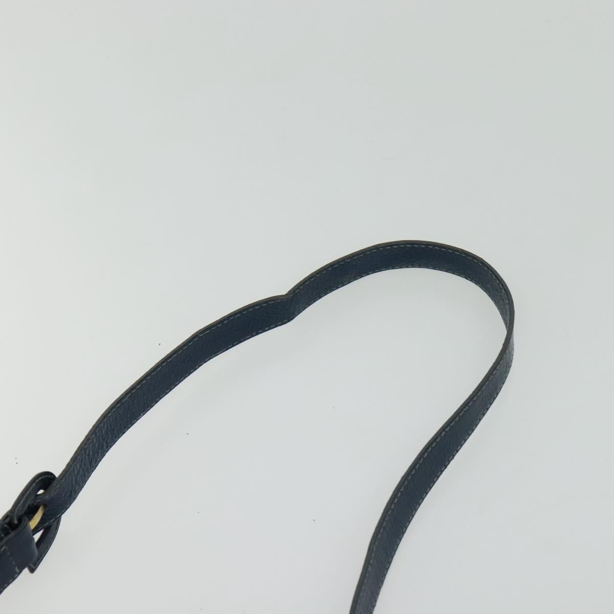GUCCI Shoulder Bag Leather Blue Gold Auth bs25923