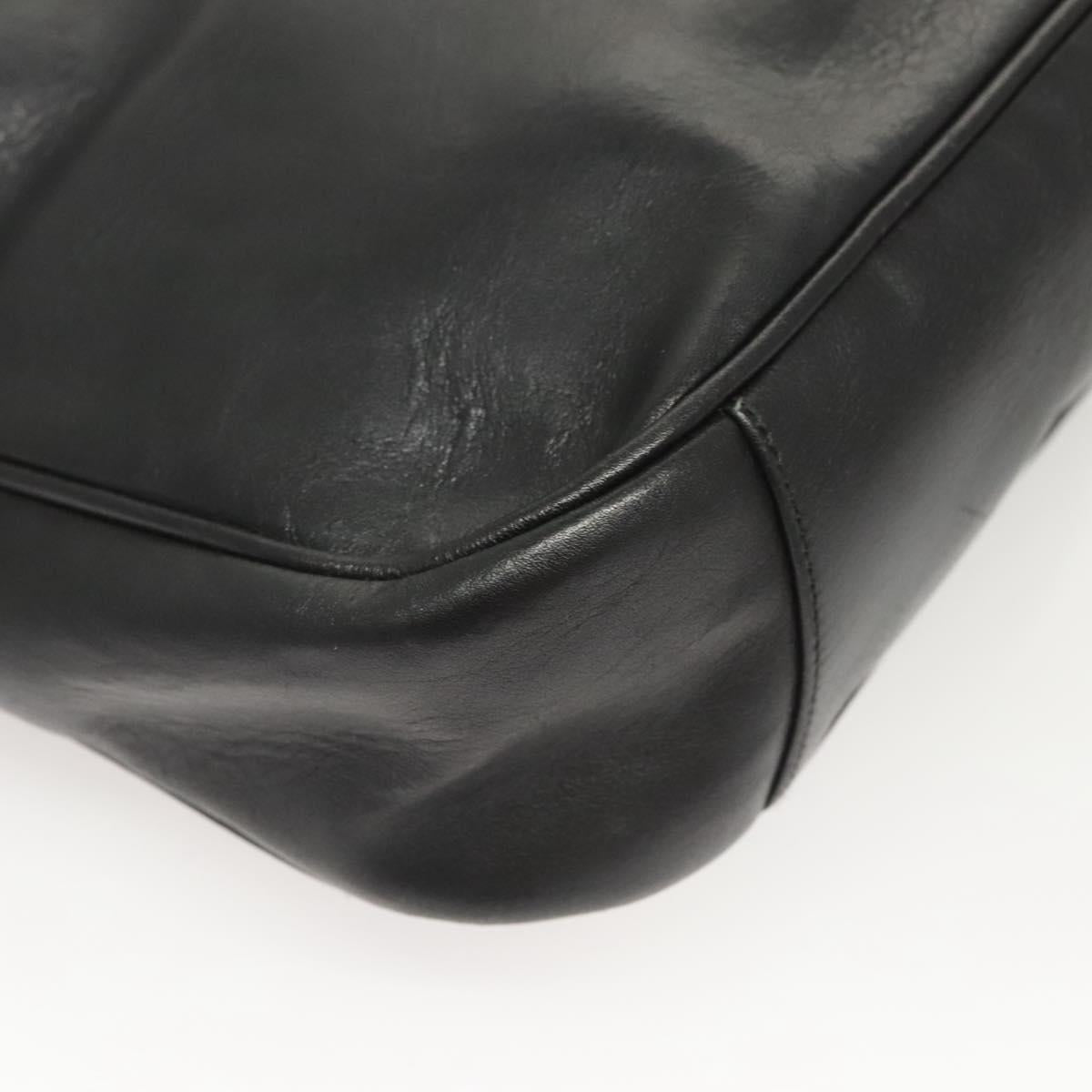 GUCCI Bamboo Hand Bag Leather Black Gold 001 3754 1638 Auth bs25926