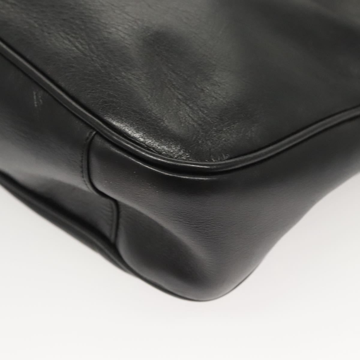 GUCCI Bamboo Hand Bag Leather Black Gold 001 3754 1638 Auth bs25926