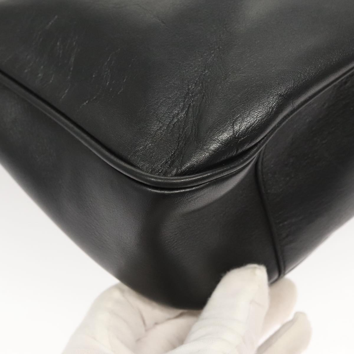 GUCCI Bamboo Hand Bag Leather Black Gold 001 3754 1638 Auth bs25926