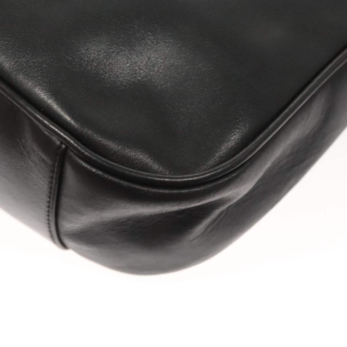 GUCCI Bamboo Hand Bag Leather Black Gold 001 3754 1638 Auth bs25926