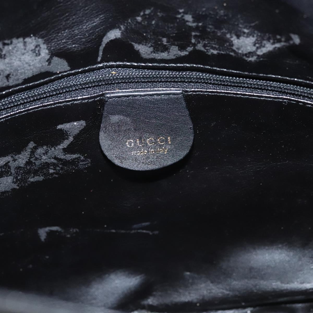 GUCCI Bamboo Hand Bag Leather Black Gold 001 3754 1638 Auth bs25926