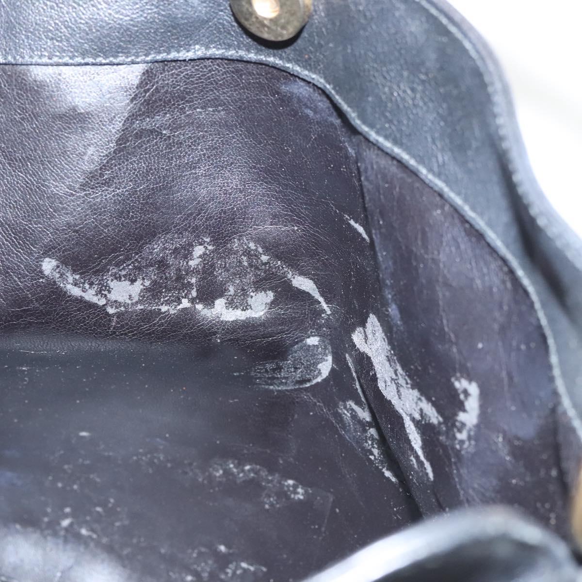 GUCCI Bamboo Hand Bag Leather Black Gold 001 3754 1638 Auth bs25926