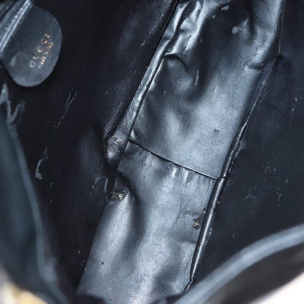 GUCCI Bamboo Hand Bag Leather Black Gold 001 3754 1638 Auth bs25926