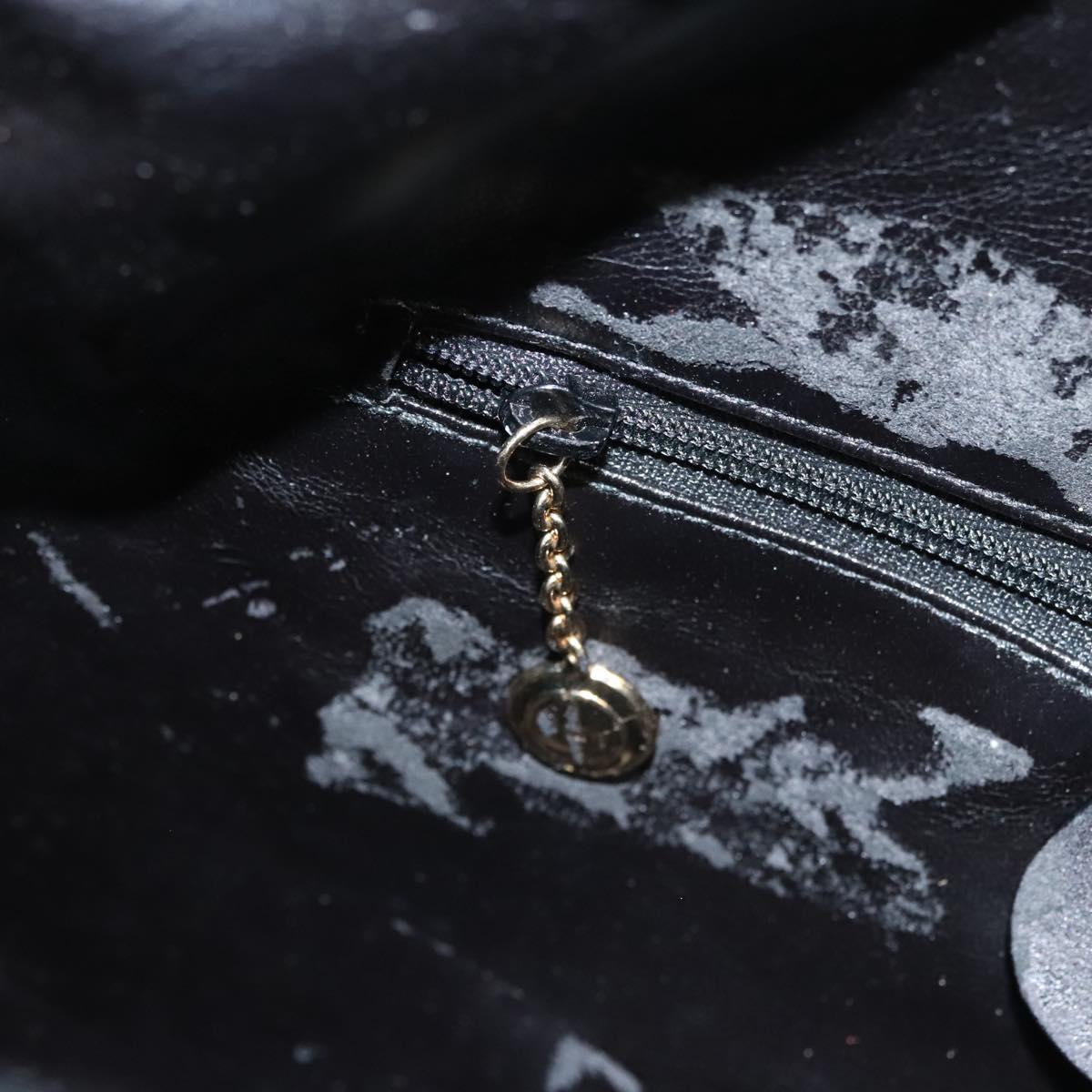 GUCCI Bamboo Hand Bag Leather Black Gold 001 3754 1638 Auth bs25926