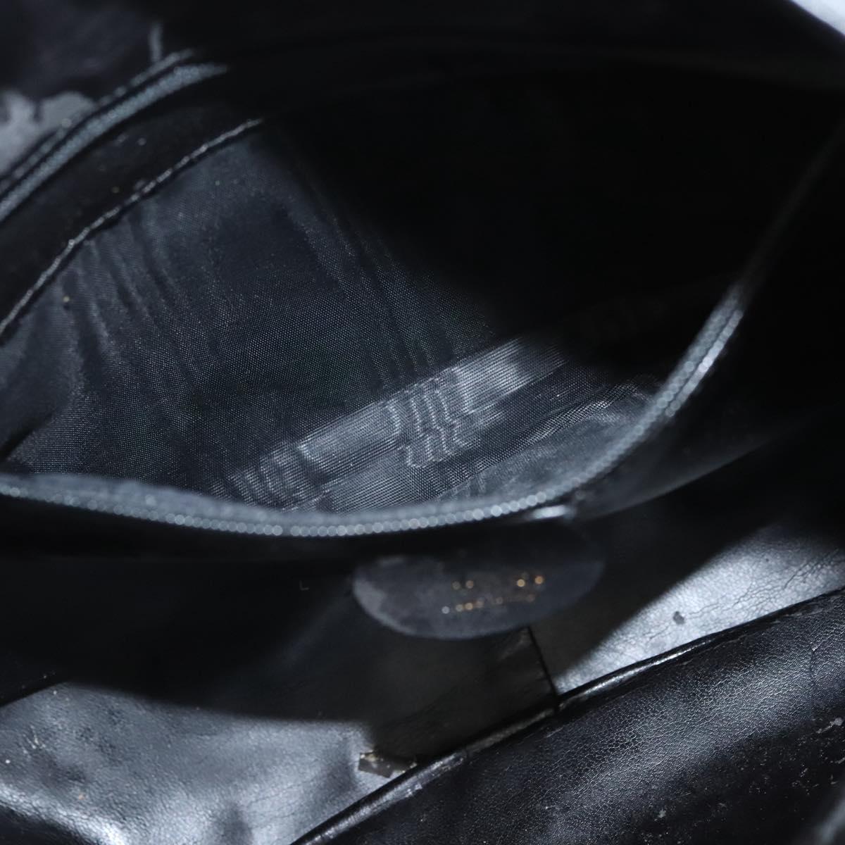 GUCCI Bamboo Hand Bag Leather Black Gold 001 3754 1638 Auth bs25926