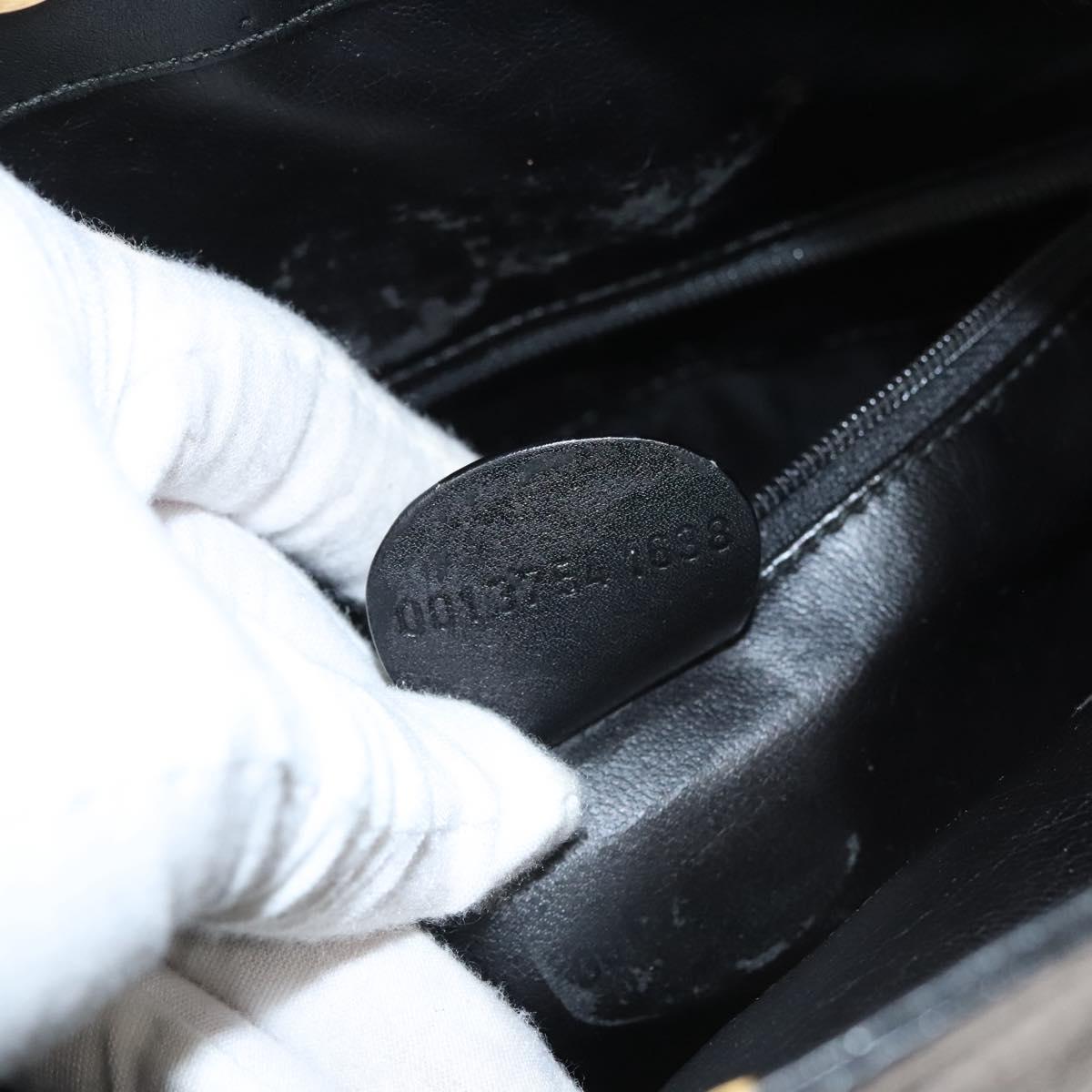 GUCCI Bamboo Hand Bag Leather Black Gold 001 3754 1638 Auth bs25926