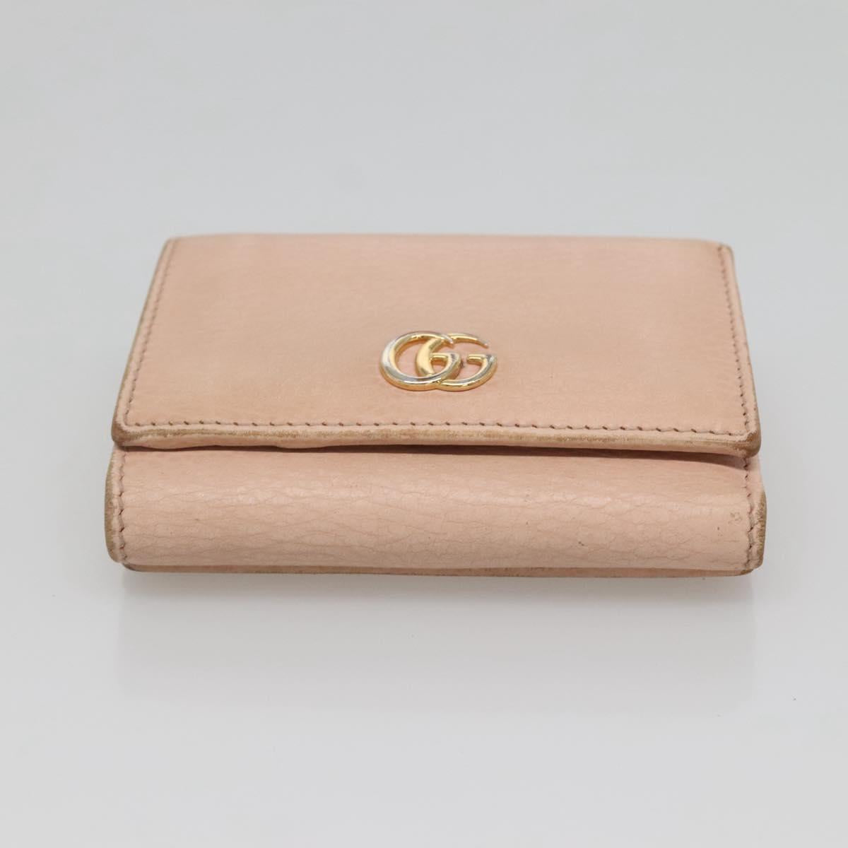 GUCCI Trifold Wallet Leather Pink Gold 474746 Auth bs25927