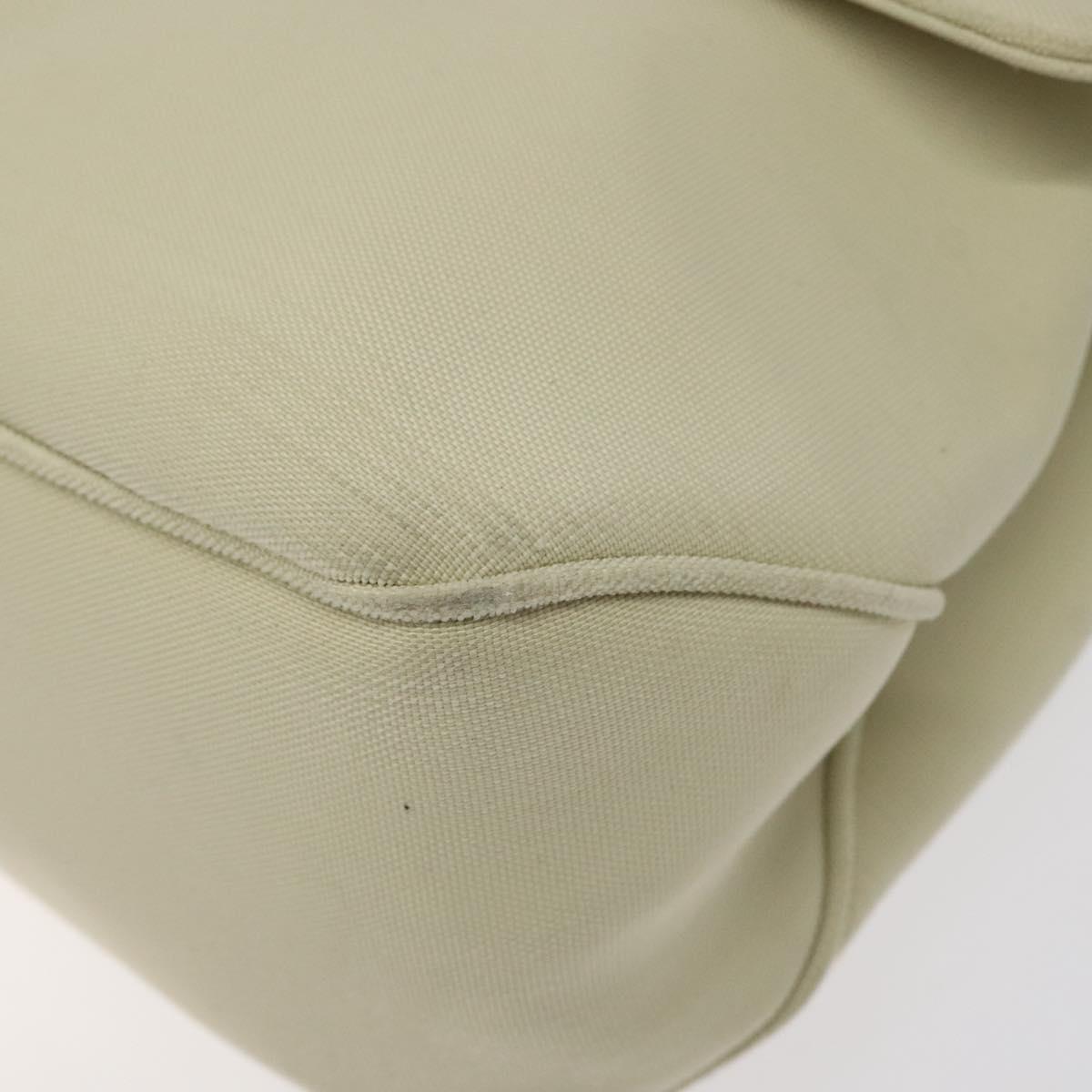 Salvatore Ferragamo Gancini Shoulder Bag Canvas White Silver Auth bs25930