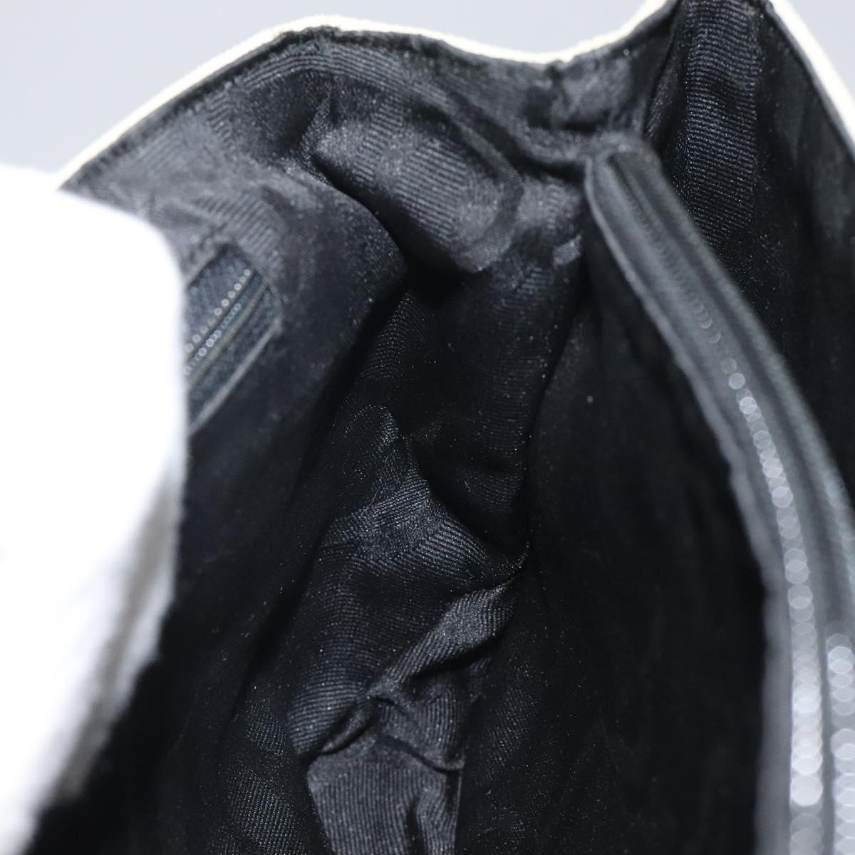 Salvatore Ferragamo Gancini Shoulder Bag Canvas White Silver Auth bs25930