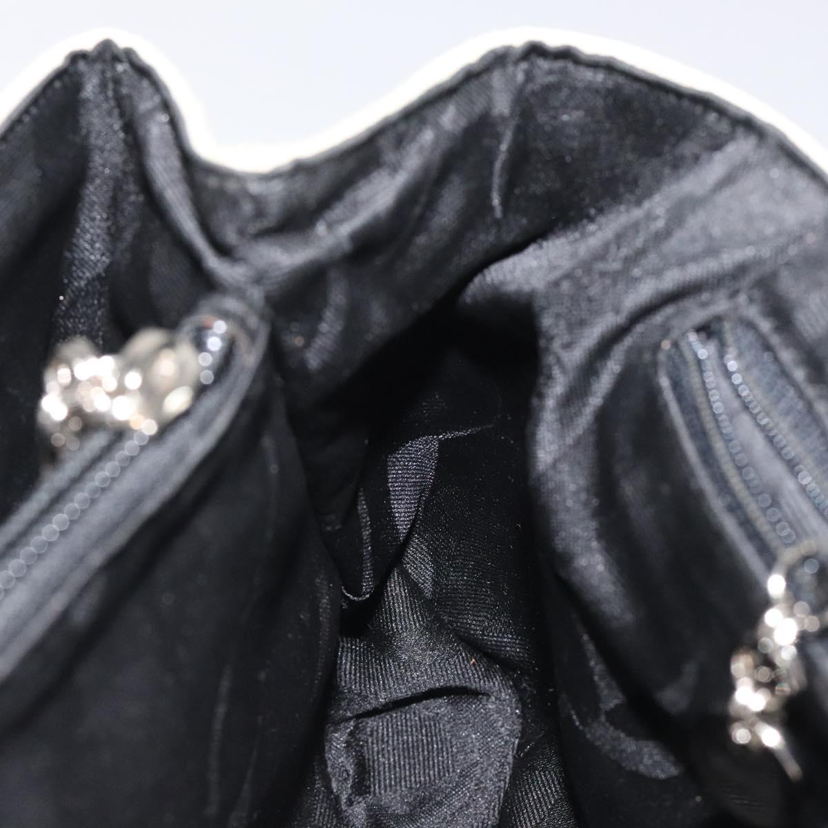 Salvatore Ferragamo Gancini Shoulder Bag Canvas White Silver Auth bs25930