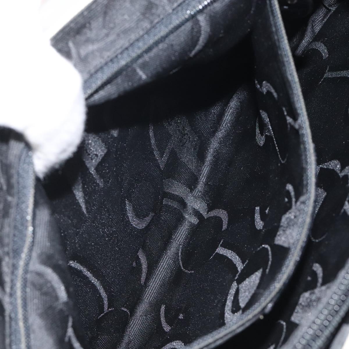 Salvatore Ferragamo Gancini Shoulder Bag Canvas White Silver Auth bs25930