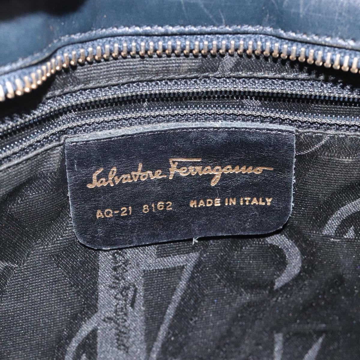 Salvatore Ferragamo Shoulder Bag Leather Black Gold Auth bs25932