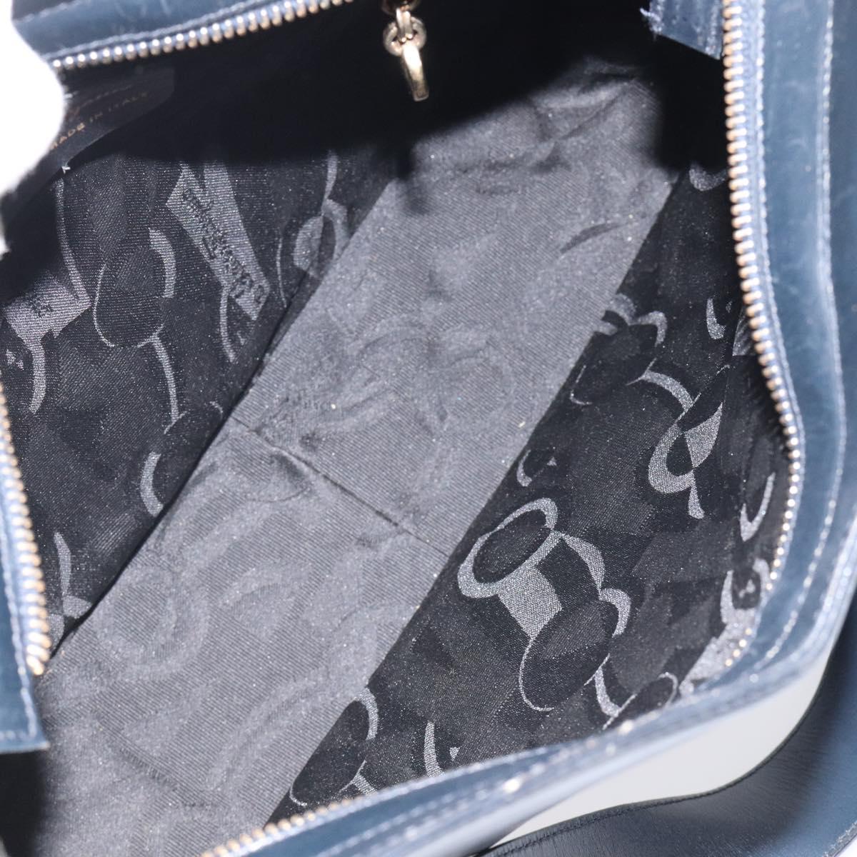 Salvatore Ferragamo Shoulder Bag Leather Black Gold Auth bs25932