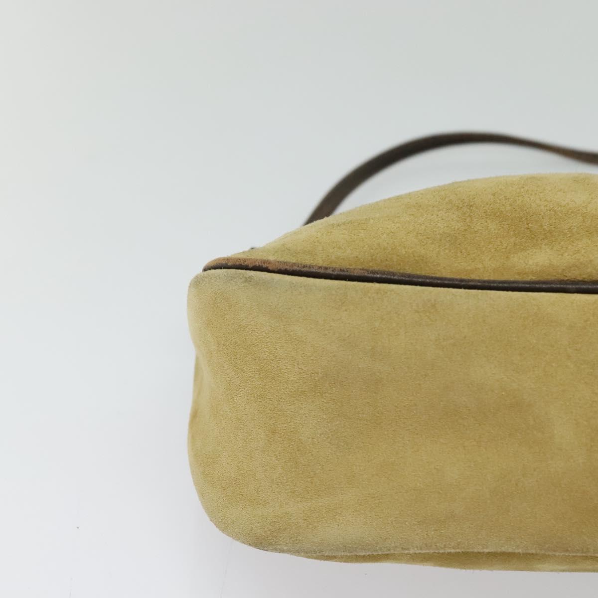 LOEWE Anagram Shoulder Bag Suede Beige Gold Auth bs25935