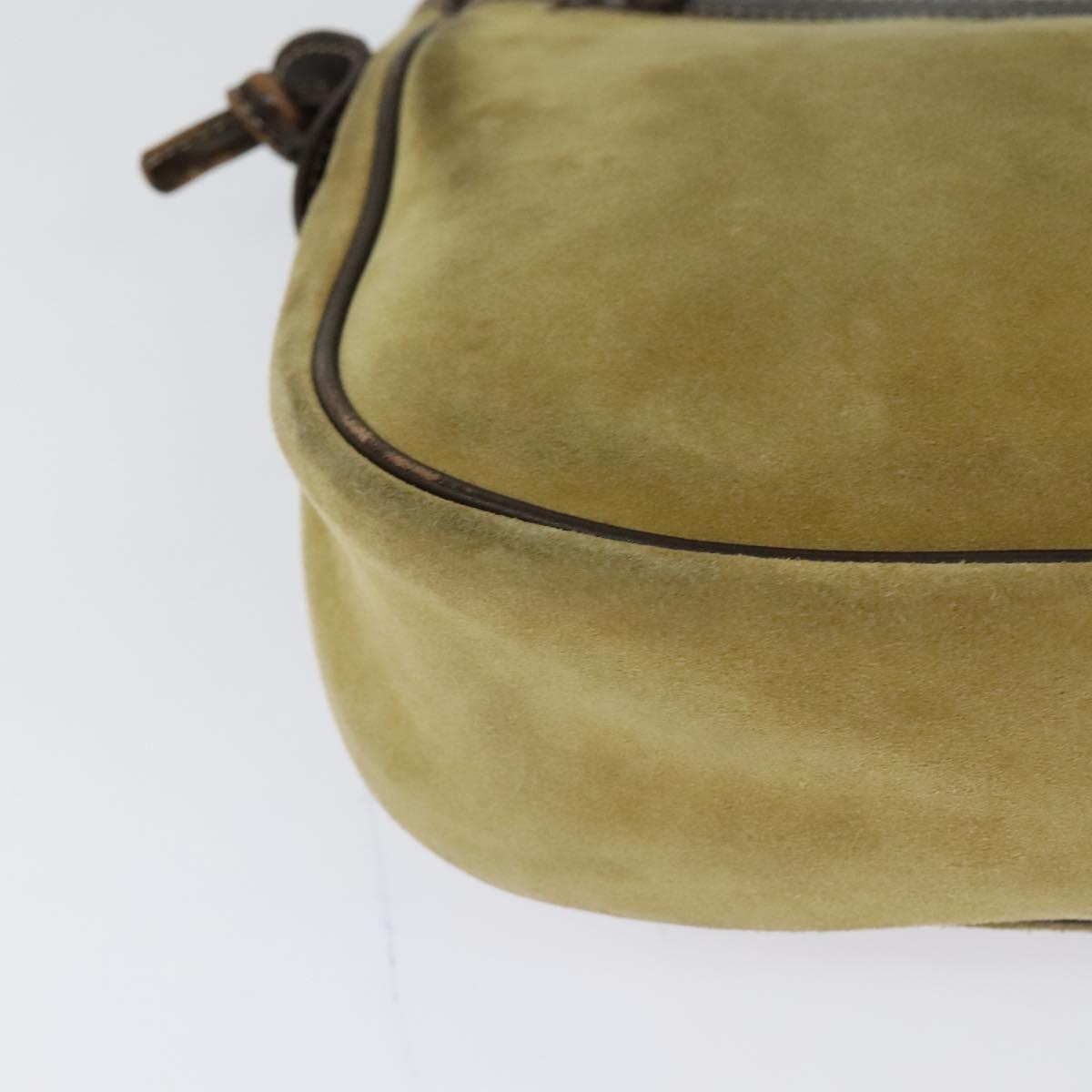 LOEWE Anagram Shoulder Bag Suede Beige Gold Auth bs25935