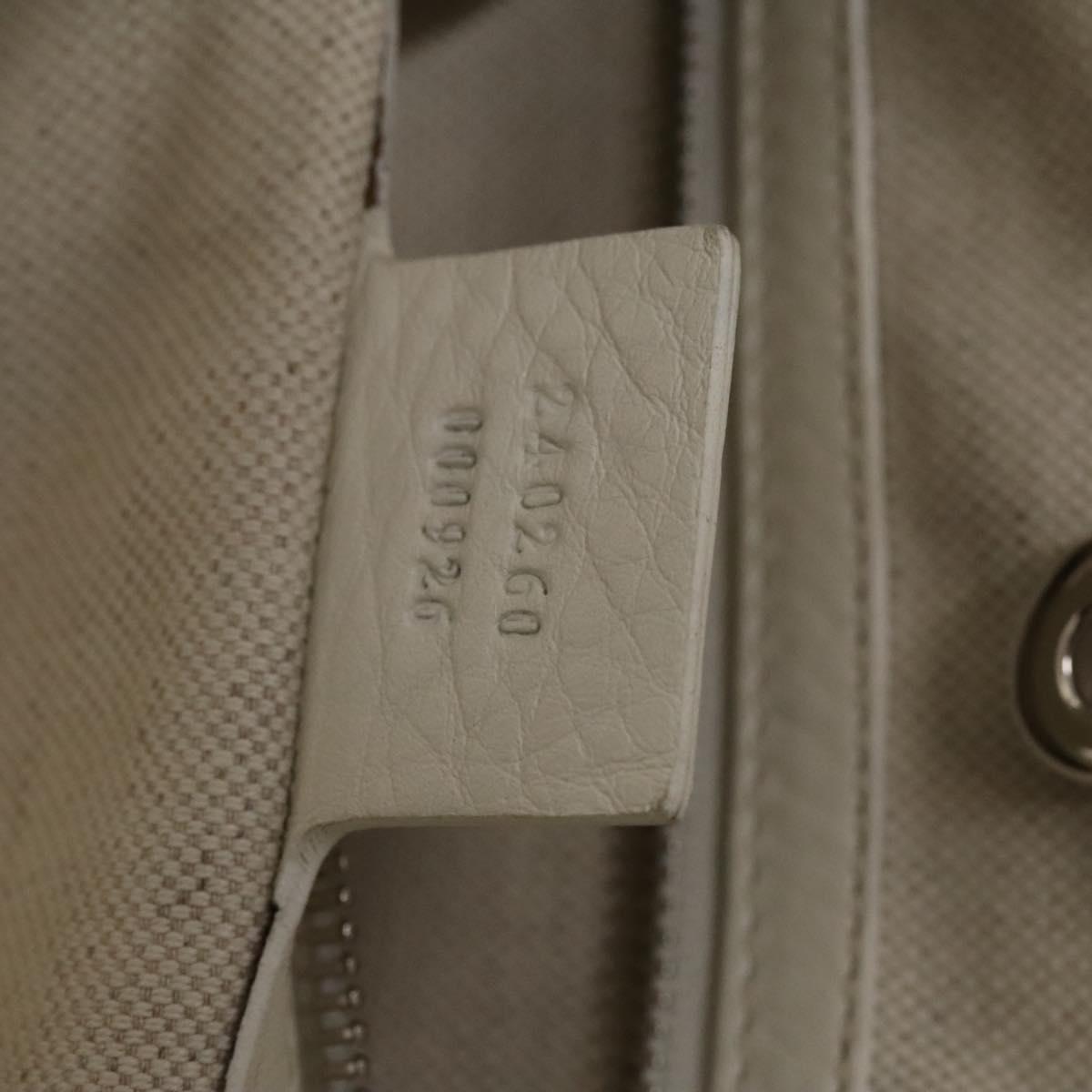 GUCCI GG Canvas Guccissima Shoulder Bag Leather White Silver 240260 Auth bs25938