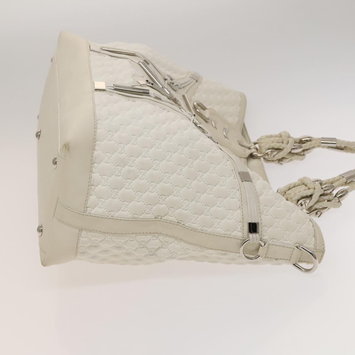 GUCCI GG Canvas Guccissima Shoulder Bag Leather White Silver 240260 Auth bs25938