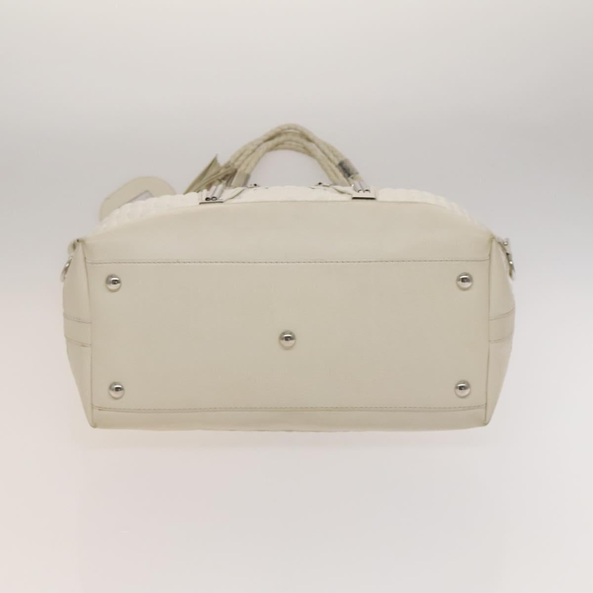 GUCCI GG Canvas Guccissima Shoulder Bag Leather White Silver 240260 Auth bs25938