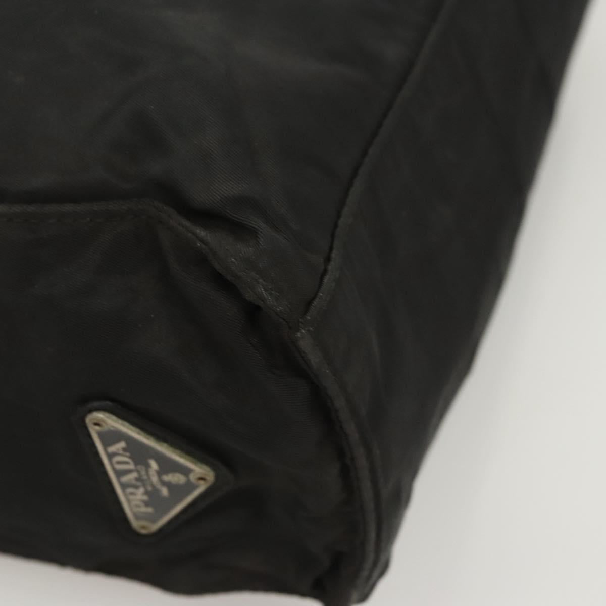PRADA Hand Bag Nylon Plastic Black Silver Auth bs25954