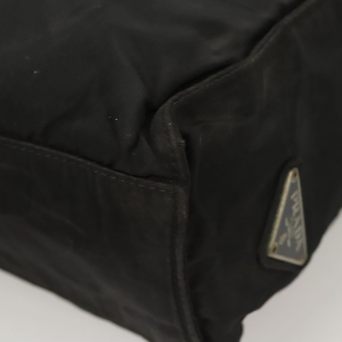 PRADA Hand Bag Nylon Plastic Black Silver Auth bs25954