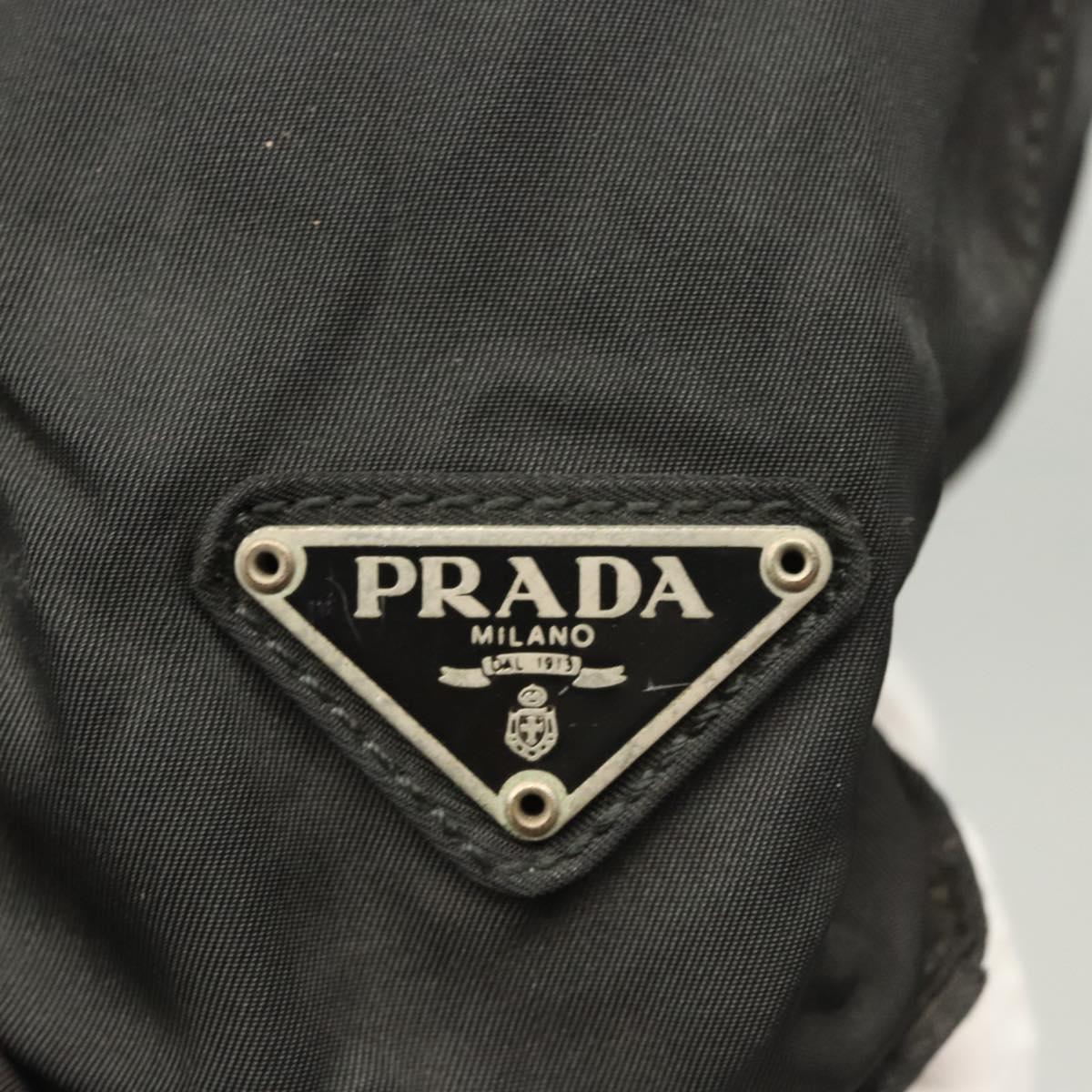 PRADA Hand Bag Nylon Plastic Black Silver Auth bs25954