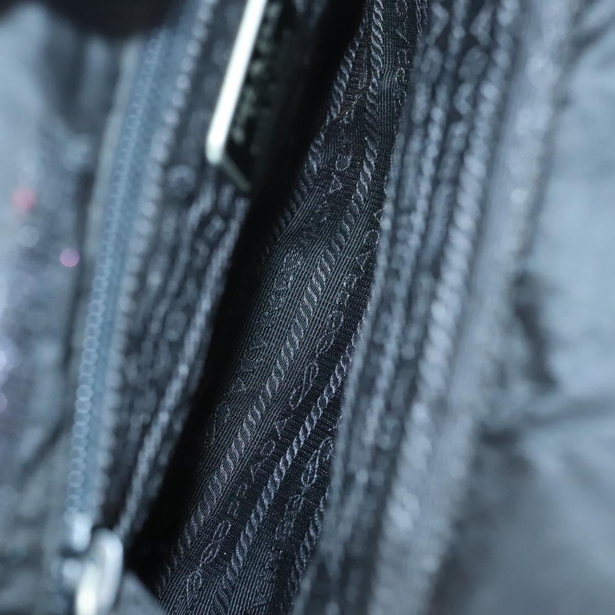 PRADA Hand Bag Nylon Plastic Black Silver Auth bs25954
