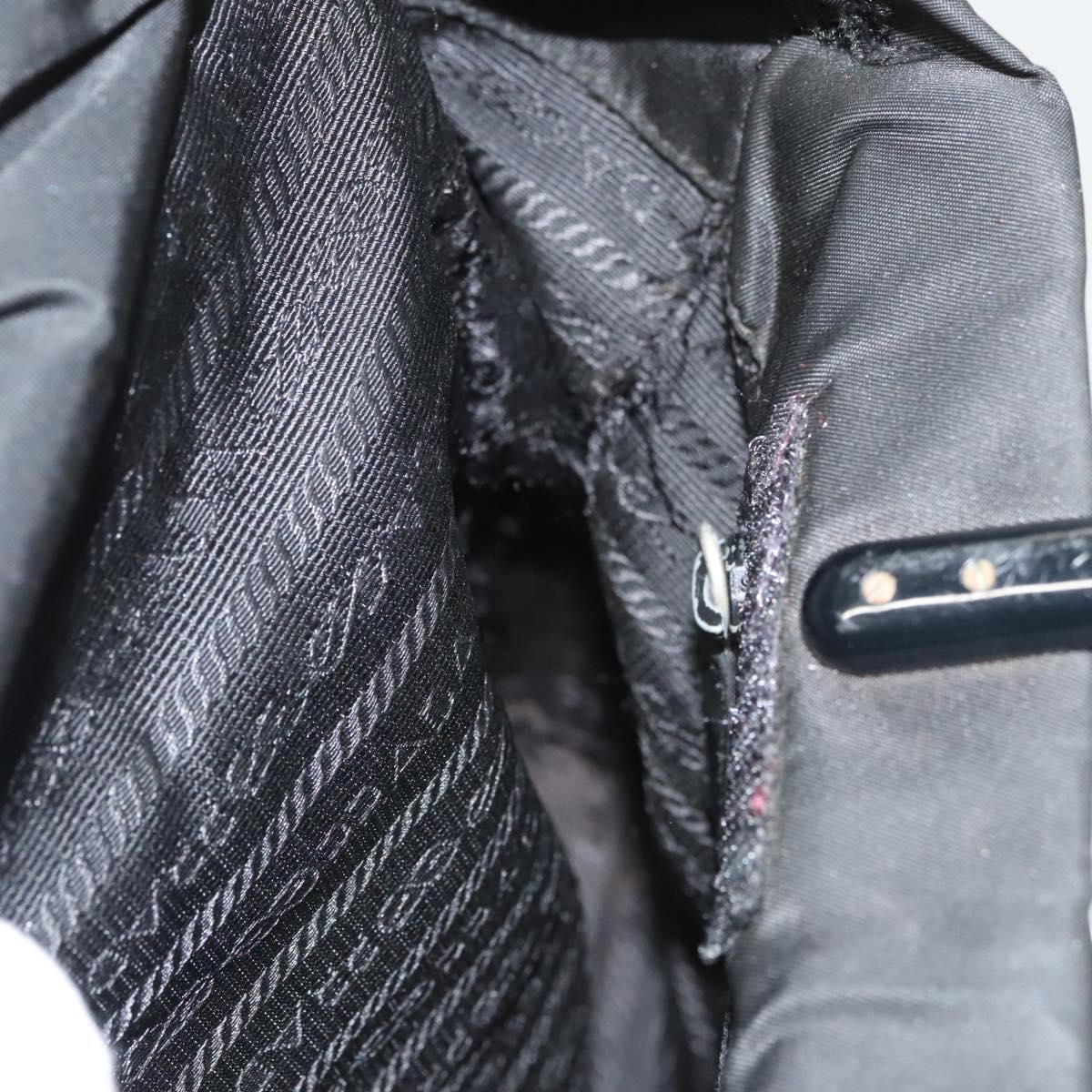 PRADA Hand Bag Nylon Plastic Black Silver Auth bs25954