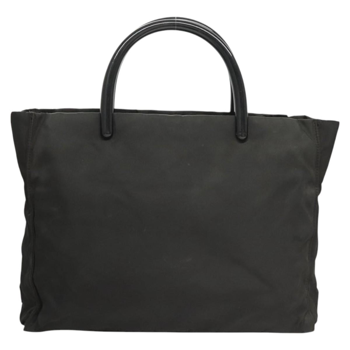 PRADA Hand Bag Nylon Plastic Black Silver Auth bs25954