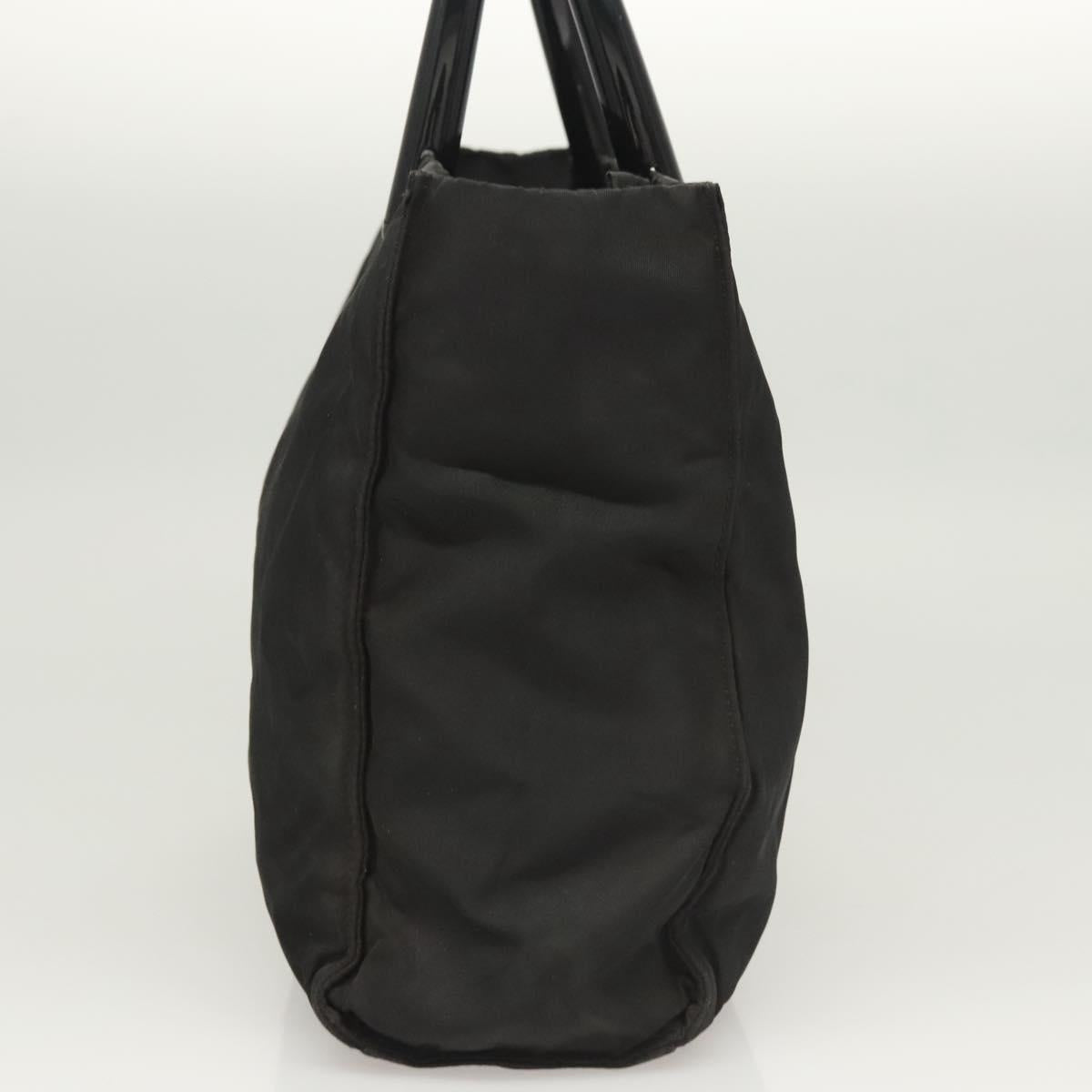 PRADA Hand Bag Nylon Plastic Black Silver Auth bs25954