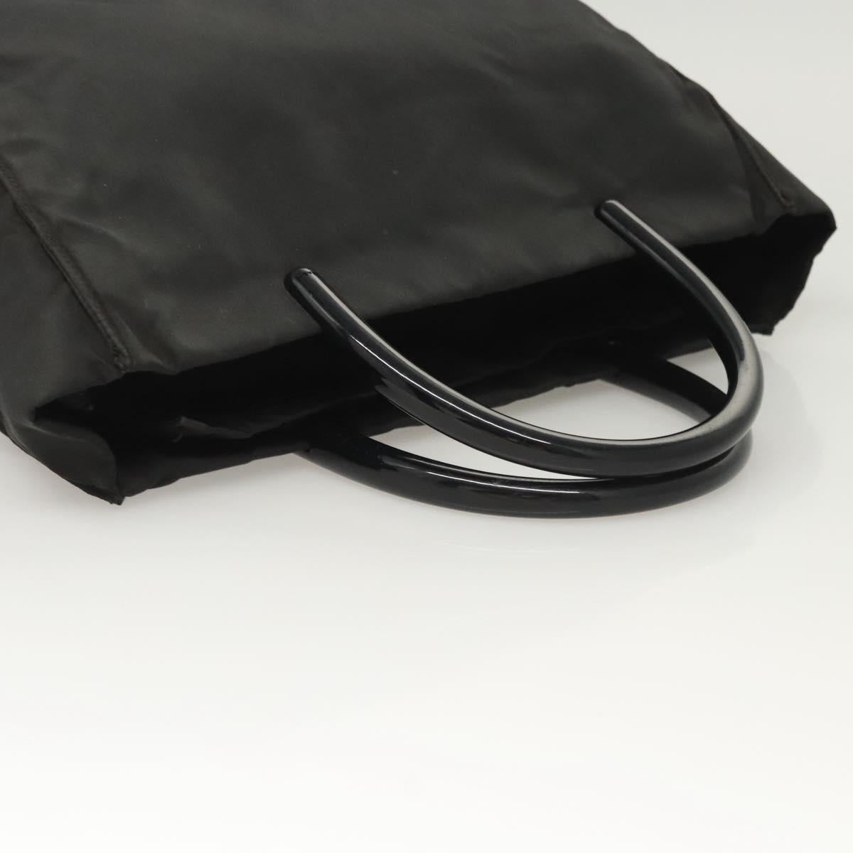 PRADA Hand Bag Nylon Plastic Black Silver Auth bs25954