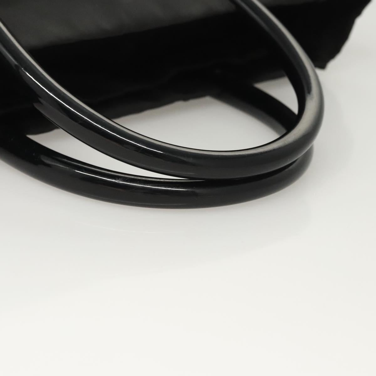 PRADA Hand Bag Nylon Plastic Black Silver Auth bs25954